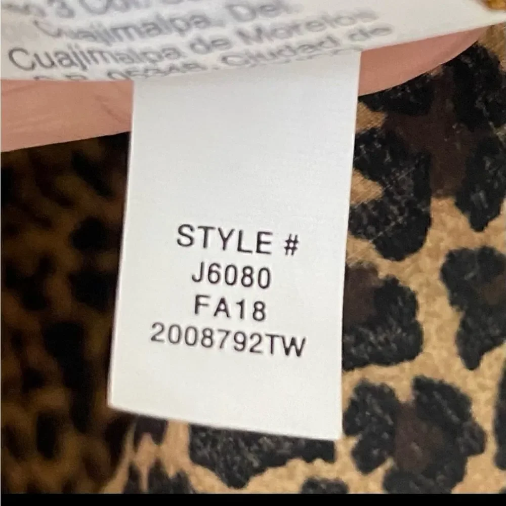 J CREW  Animal Print Puffed Sleeve Ruffle Top